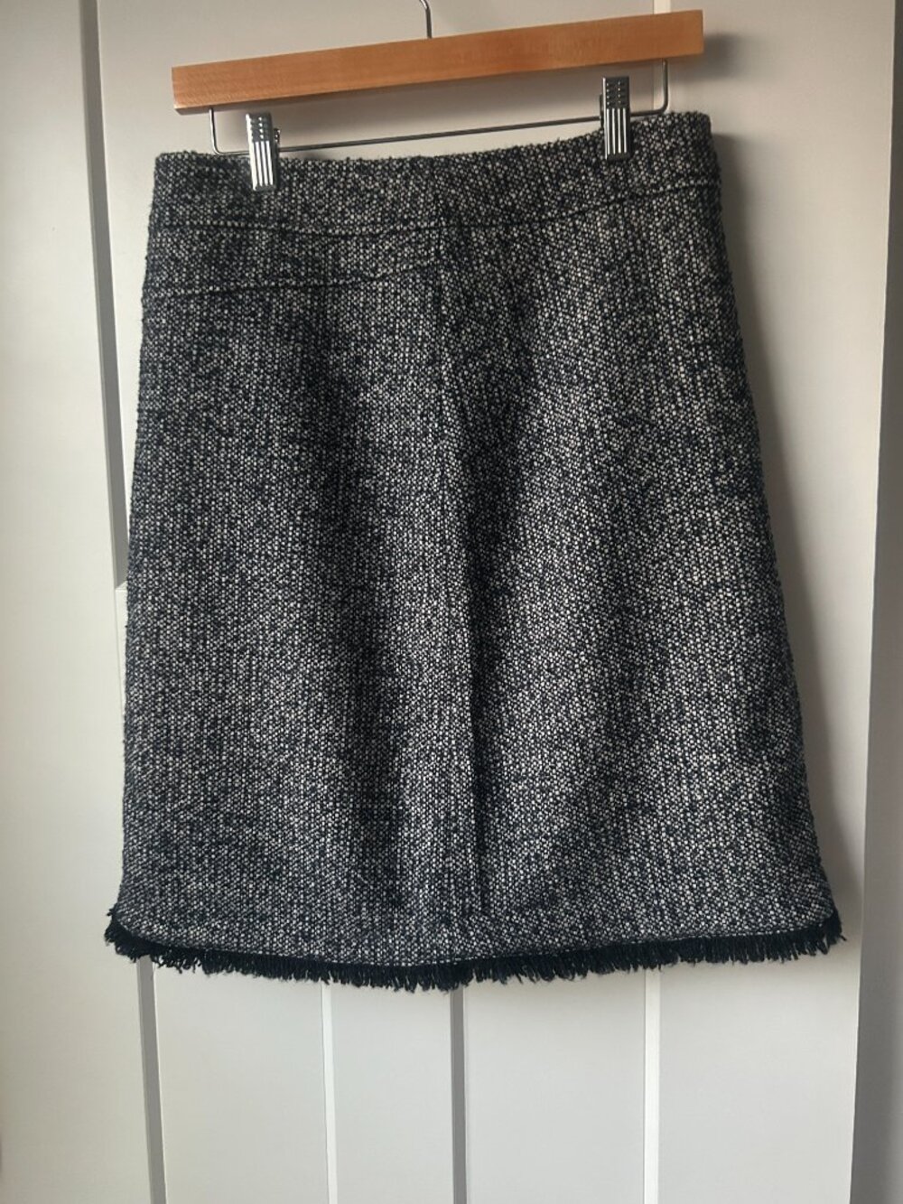 Ellen Tracy Navy & White Wool Blend Textured Mini Skirt Women’s Size 8